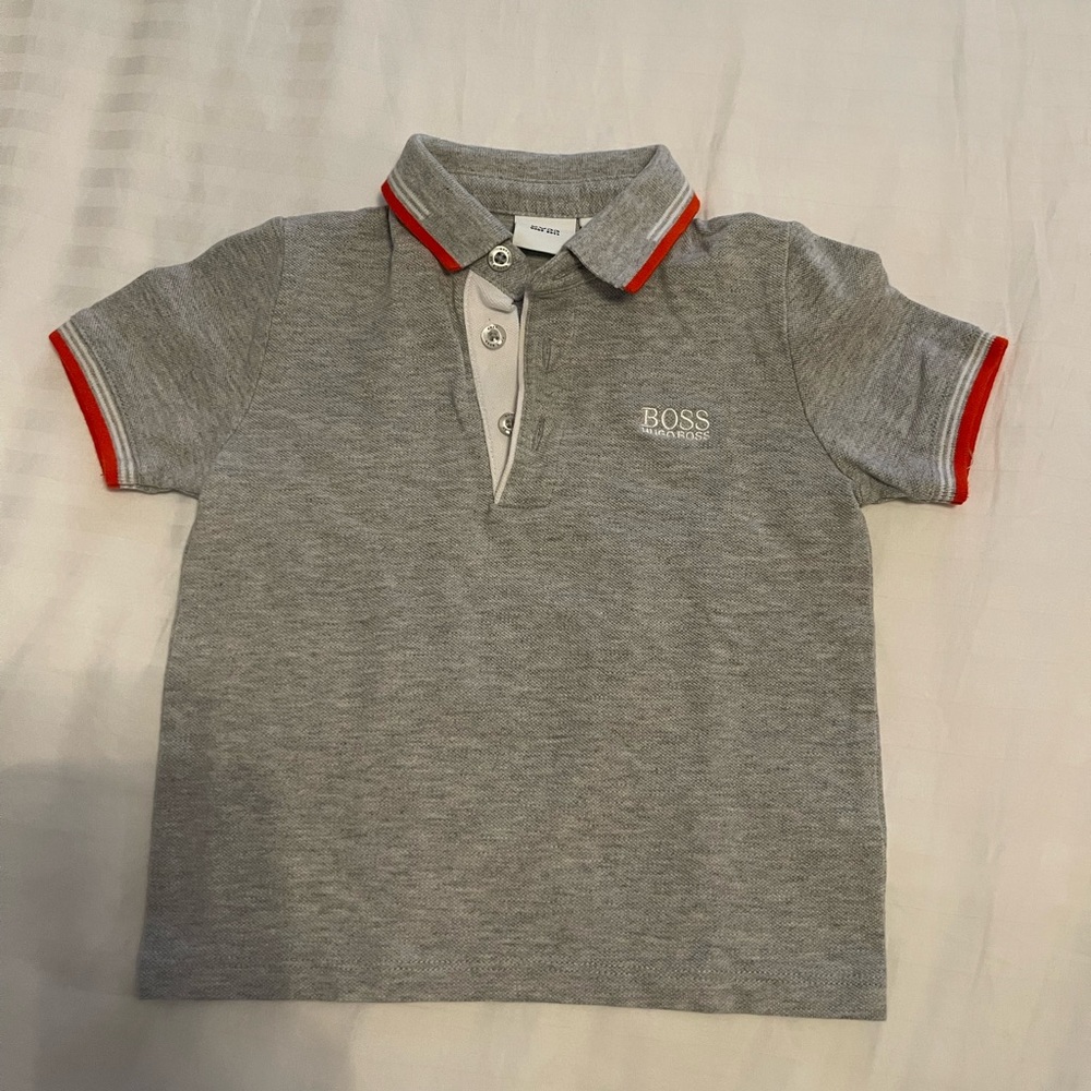 Boss cotton pique polo in grey size 2t